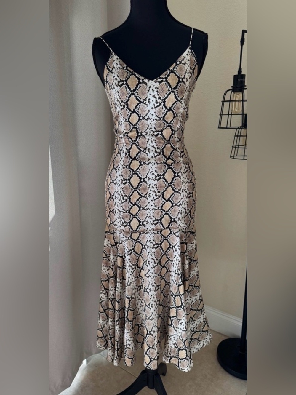 Caroline Constas Silk Snake Print Maxi Dress XS Bodycon Elegant - Picture 2 of 8